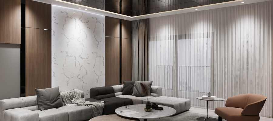Ambiente de alta gama con materiales nobles y diseño exclusivo
